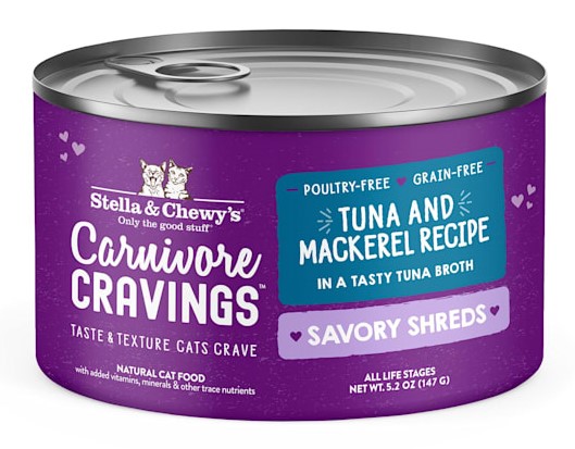Stella and Chewys Carnivore Cravings Savory Shreds Tuna Mackerel Recipe