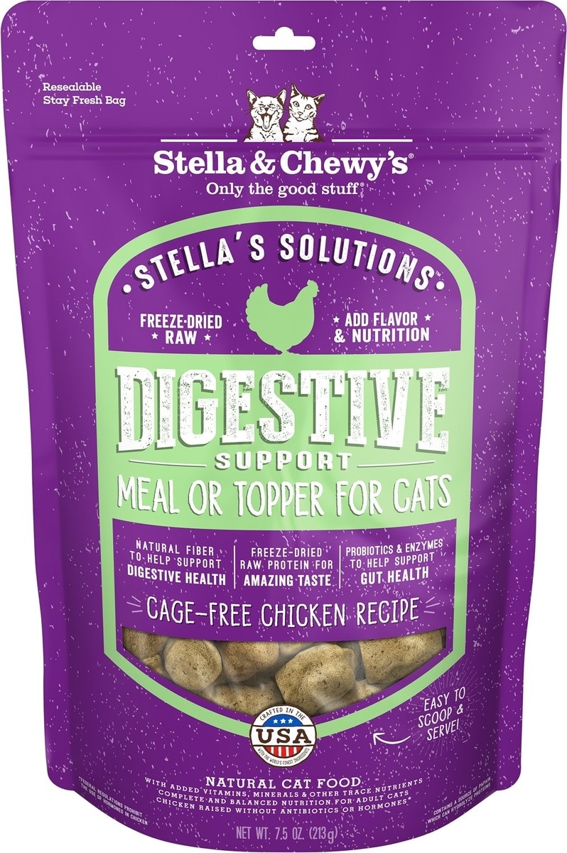 Stella Chewys Solutions Digestive Boost Chicken Freeze Dried Raw Cat Food