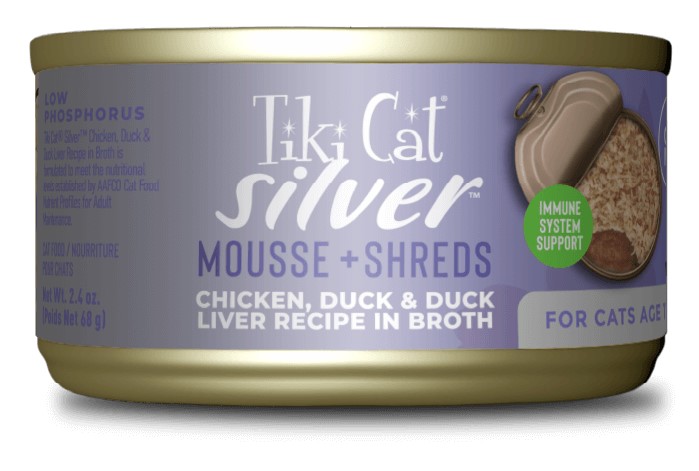 Tiki Cat Silver Chicken Duck and Duck Liver Shreds Mousse Wet Cat Food