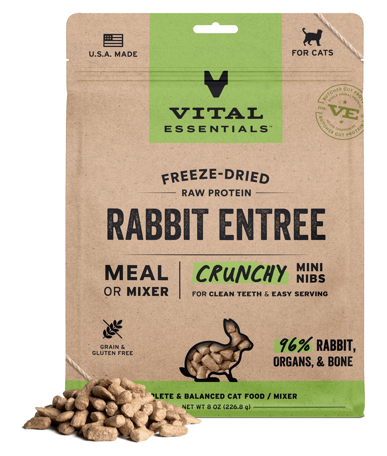 Vital Essentials Cat Food Freeze Dried Rabbit Mini Nibs Entree