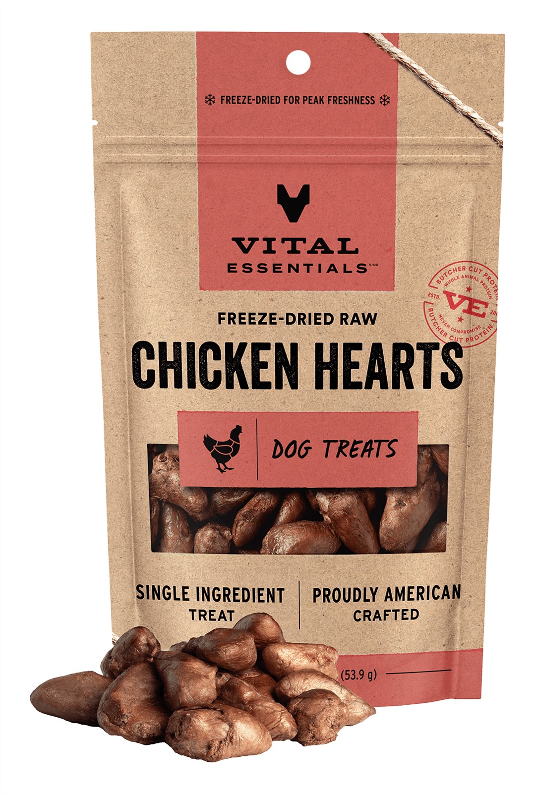 Vital Essentials Chicken Hearts Freeze Dried Dog Treats