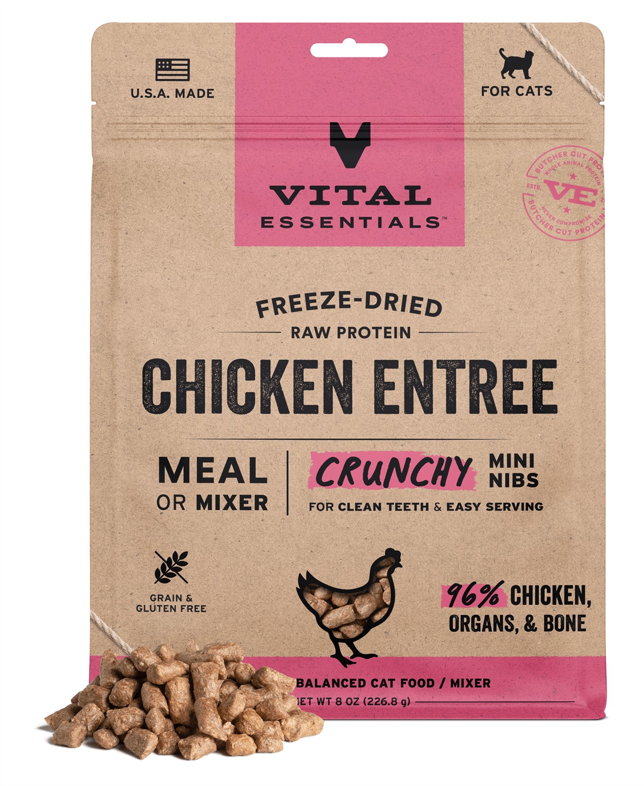 Vital Essentials Freeze Dried Raw Chicken Entree Mini Nibs Cat Food
