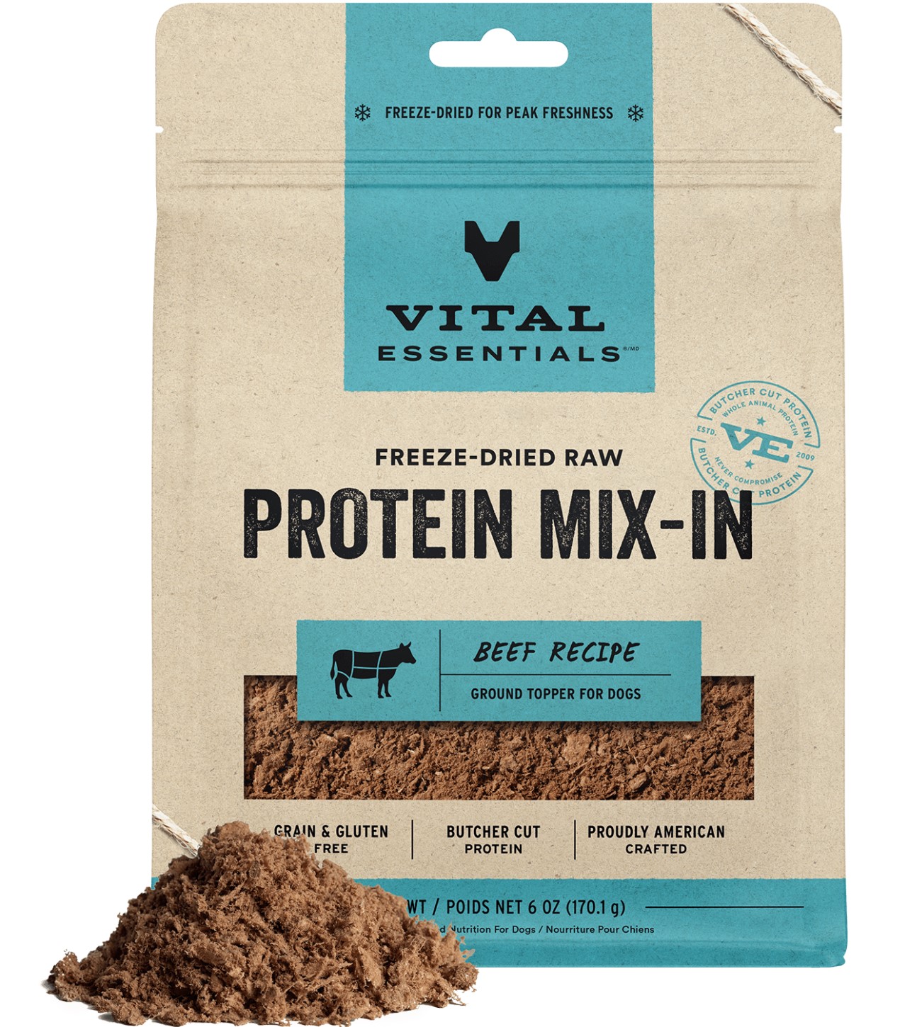 Vital Essentials Freeze Dried Raw Protein Mix In Beef Recipe Ground Dog Food Topper