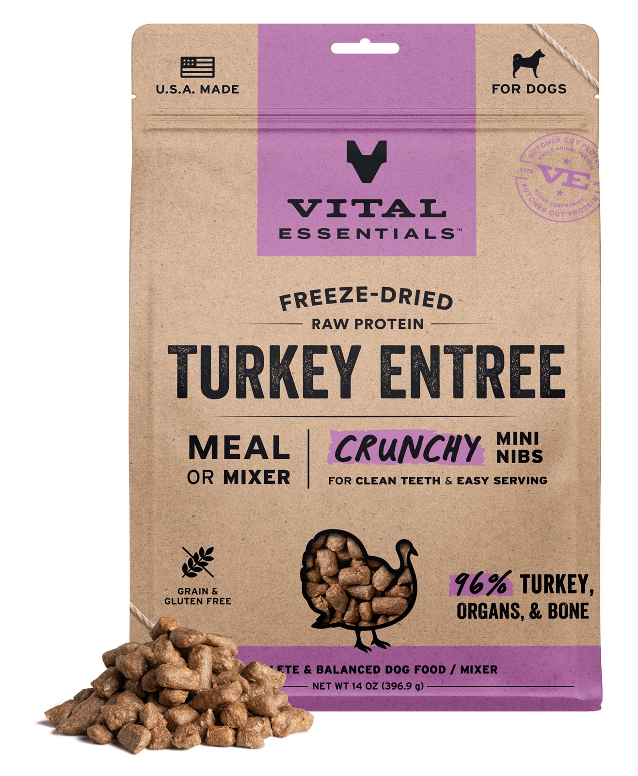 Vital Essentials Freeze Dried Raw Turkey Nibblets