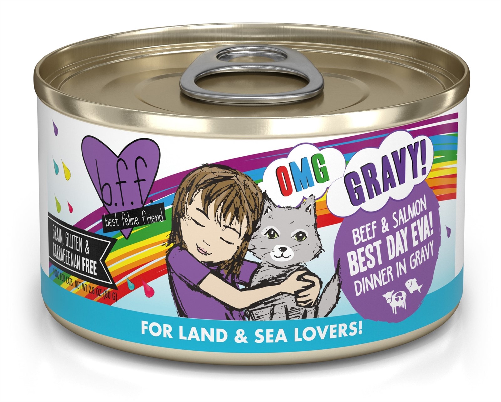 Weruva BFF OMG Best Day Eva Beef Salmon Dinner in Gravy Grain Free Canned Cat Food
