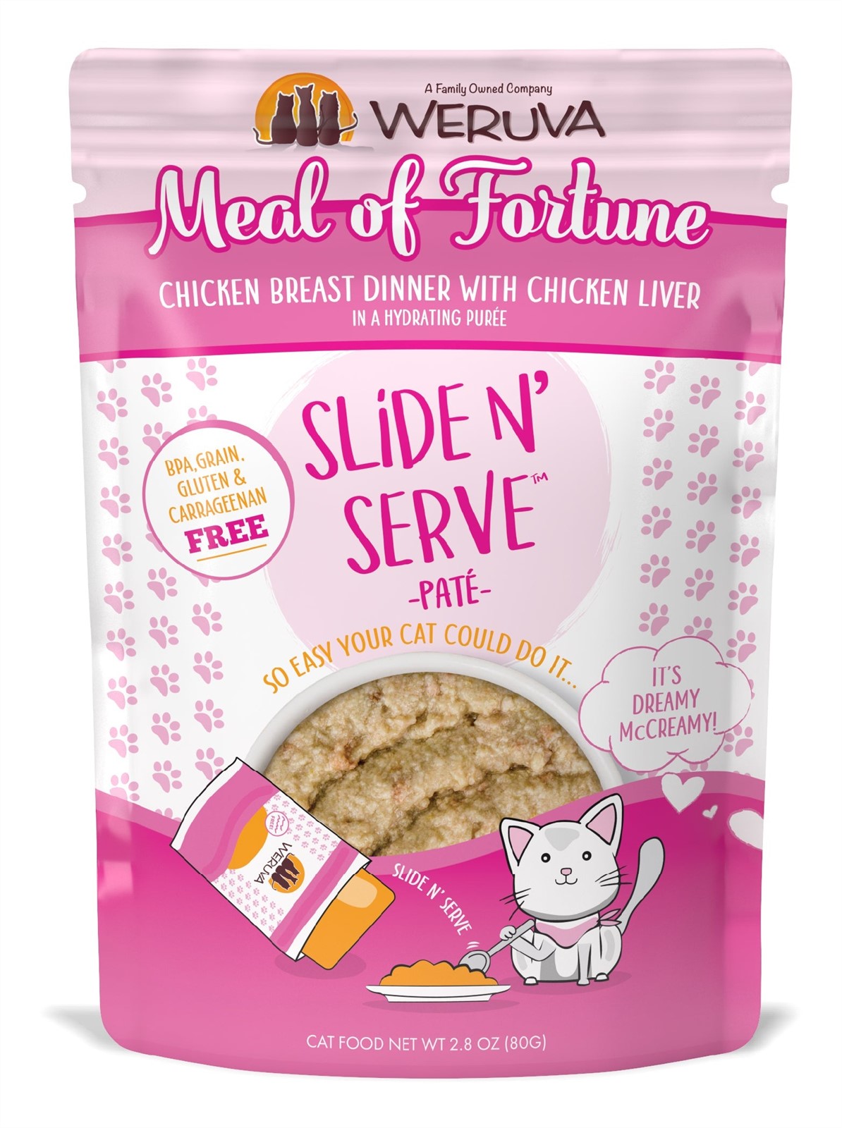 Weruva Meal of Fortune Chicken Breast with Chicken Liver Dinner Slide N Serve Cat Pate Pouch