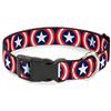 Marvel Plastic Clip Collar Captain America Shield Repeat Navy