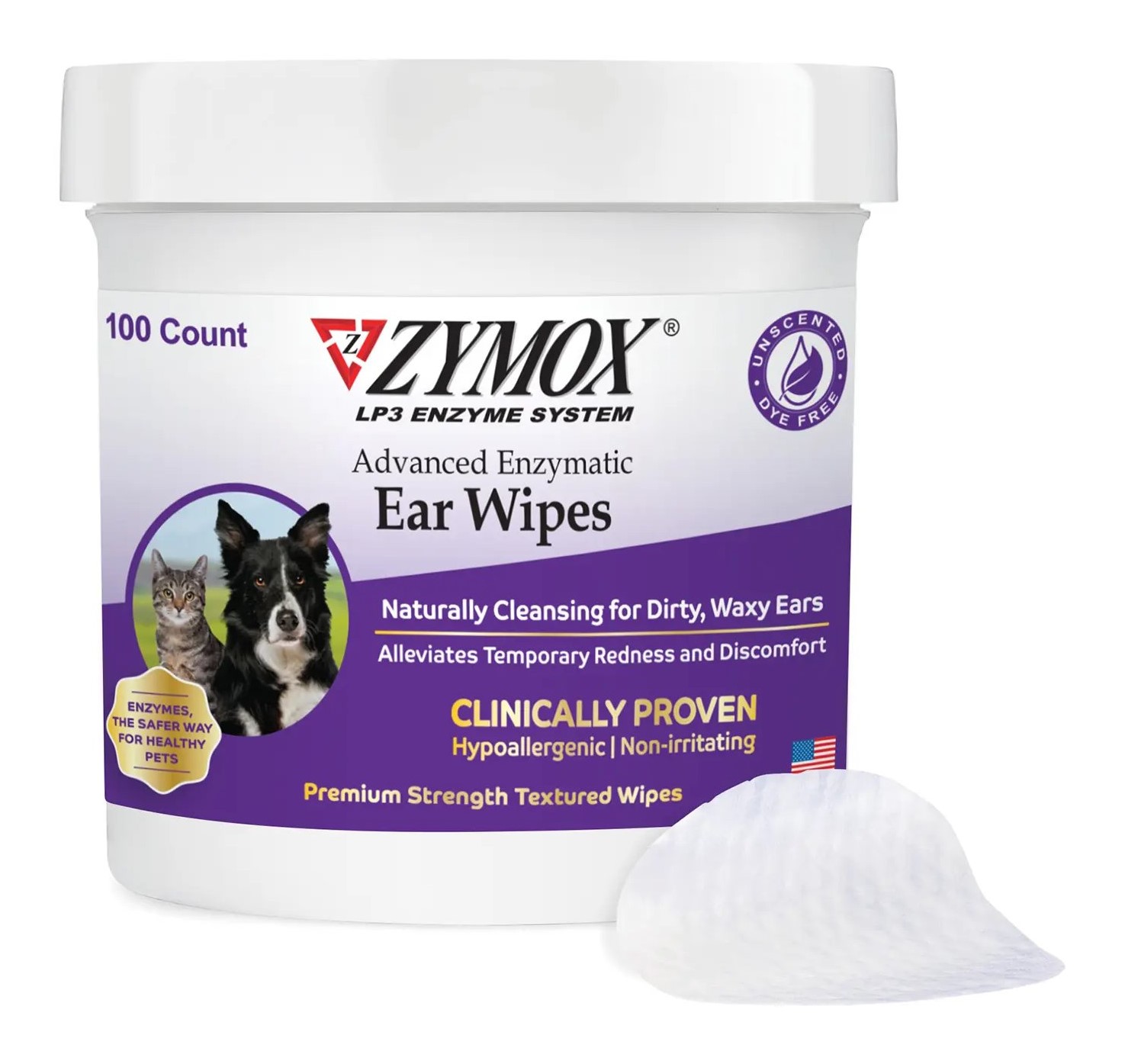 Zymox Advanced Enzymatic Dog and Cat Ear Wipes