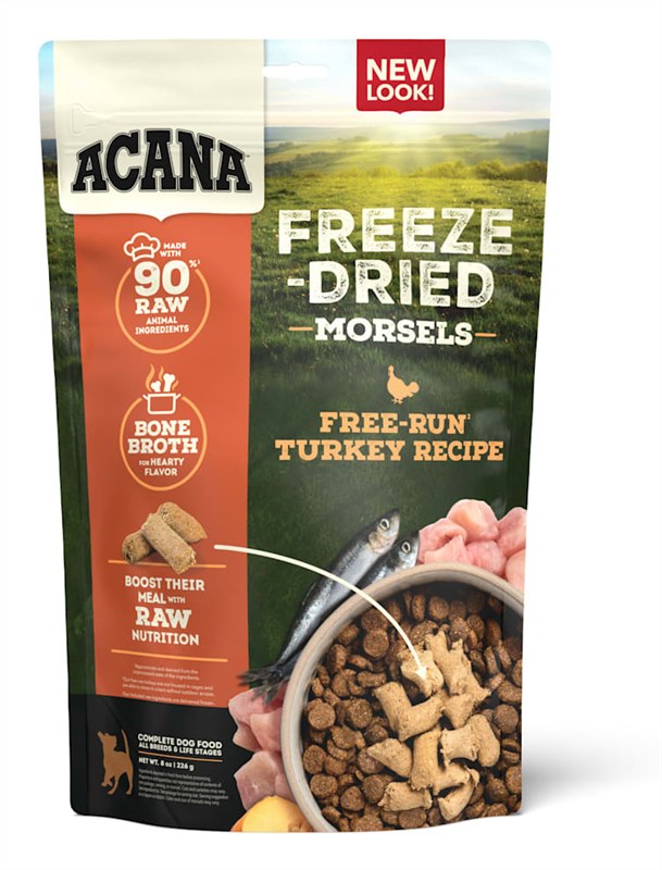 Acana Grain Free High Protein Fresh Raw Animal Ingredients Free Run Turkey Recipe Freeze Dried Morsels Dog Food