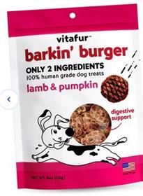 Barkin Burger Grilled Lamb and Pumpkin Dehydrated Dog Treats
