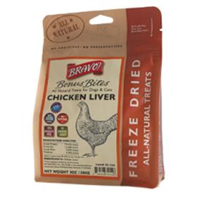 Bravo Bonus Bites Freeze Dried Chicken Liver Dog Treats
