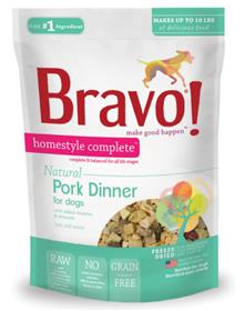 Bravo Homestyle Complete Pork Dinner Grain Free Freeze Dried Dog Food