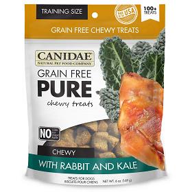 CANIDAE Grain Free PURE Chewy Training Treats with Rabbit and Kale