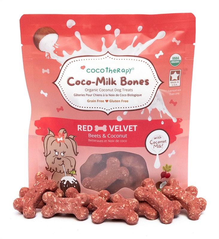 Coco Therapy Coco Milk Bones Red Velvet Biscuit Organic Coconut Dog Treat