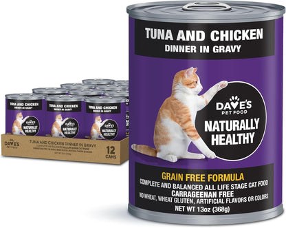 Daves Grain Free Canned Cat Food Ahi Tuna and Chicken