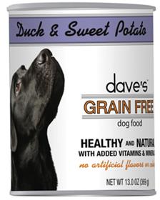 Daves Grain Free Canned Dog Food Duck and Sweet Potato Recipe