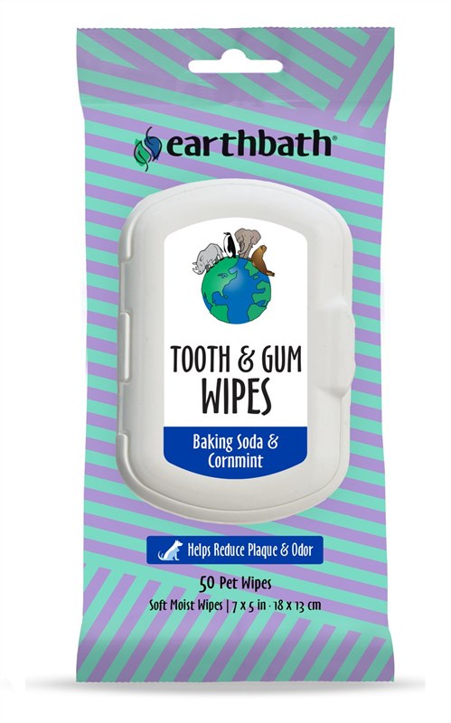 Earthbath Dog Grooming Wipes Tooth and Gum Baking Soda and Cornmin