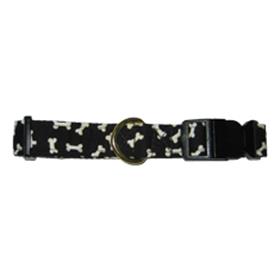 Elmos Closet Black Bones Buckle Collar