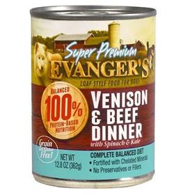 Evangers Super Premium Grain Free Venison Beef Spinach Kale Canned Dog Food
