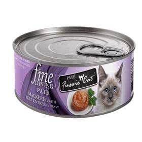 Fussie Cat Fine Dining Pate Mackerel with Beef Entree in Gravy
