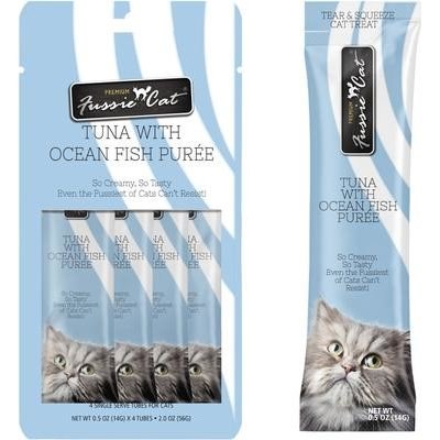 Fussie Cat Treat Puree Tuna with Ocean Fish 4 Pack