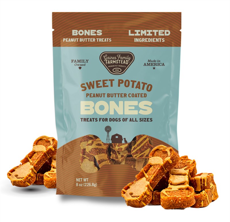 Gaines Family Sweet Potato Peanut Butter Coated Bones Dog Treats