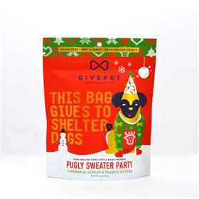 Givepet Holiday Dog Treat Soft Chew Pugly Sweater Party