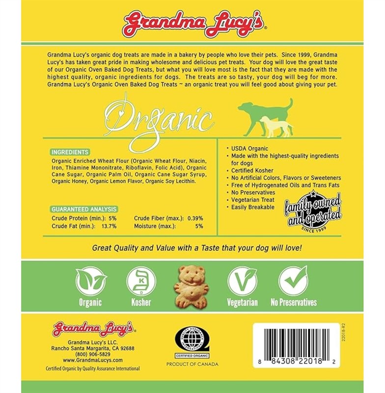 Grandma Lucys Organic Lemon Honey Oven Baked Dog Treats