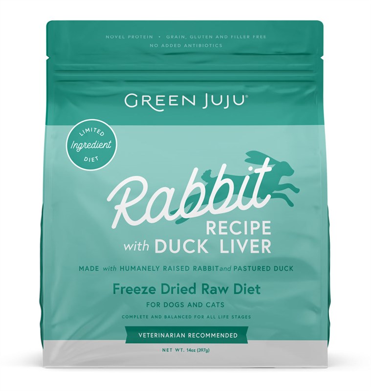 Green Juju Freeze Dried Rabbit Recipe with Duck Liver Dog Food