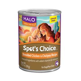 Halo Spots Choice for Dogs Chicken and Chickpea Cans