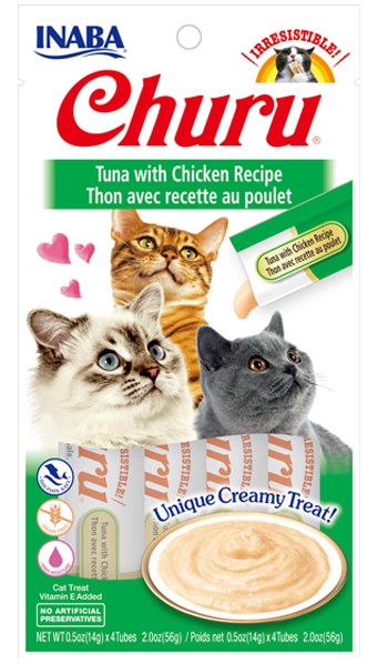 Inaba Churu Grain Free Tuna with Chicken Puree Lickable Cat Treat