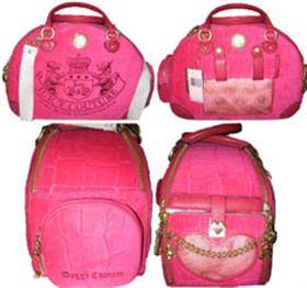 Juicy Couture Pet Dog Carrier Crown Pink Velour Leather Tote Travel Bling