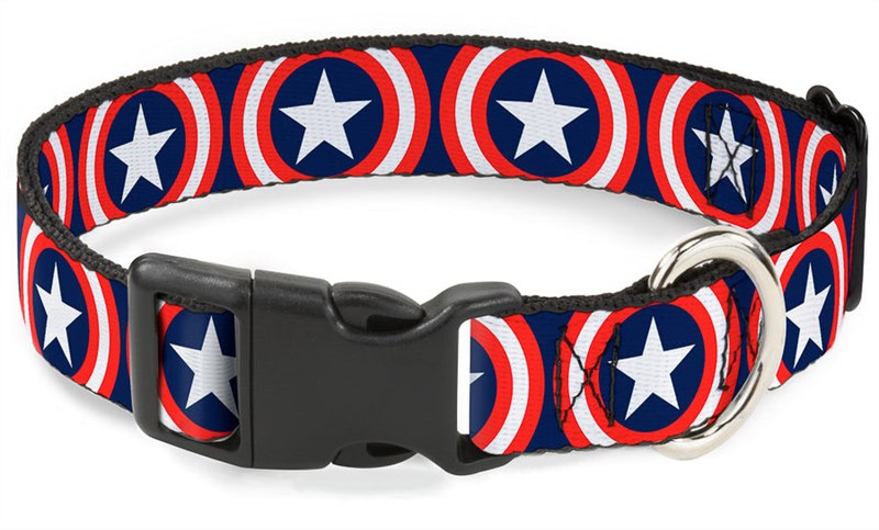 Marvel Plastic Clip Collar Captain America Shield Repeat Navy