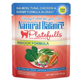 Natural Balance Indoor Formula Platefulls Salmon Tuna Chicken and Shrimp Formula in Gravy for Cats