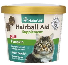 NaturVet Hairball Aid Supplement Plus Pumpkin Cat Soft Chews