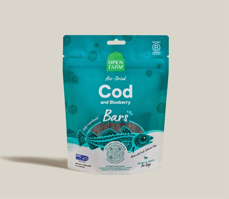 Open Farm Dog Treat Air Dried Cod and Blueberry Bars 