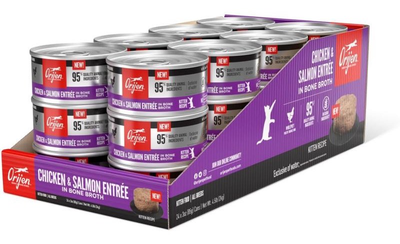 Orijen Chicken Salmon Entree in Bone Broth Kitten Recipe Wet Cat Food