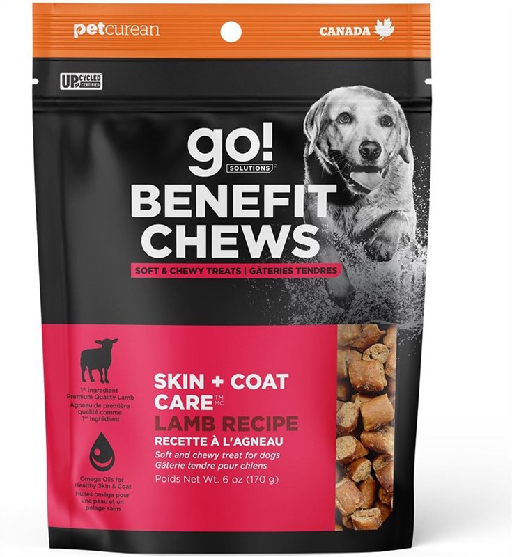 Petcurean Go Benefit Chews Skin Coat Care Lamb Dog Treats