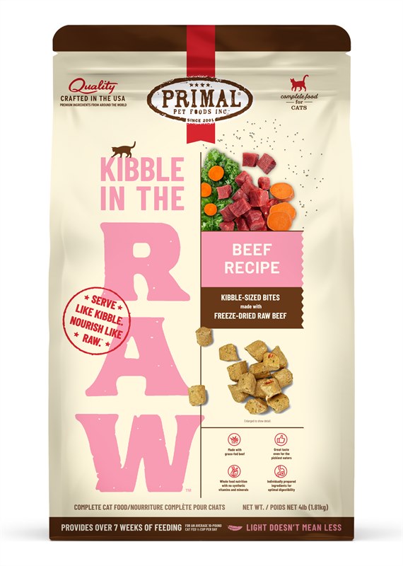 Primal Kibble in the Raw Dry Cat Food Beef Recipe