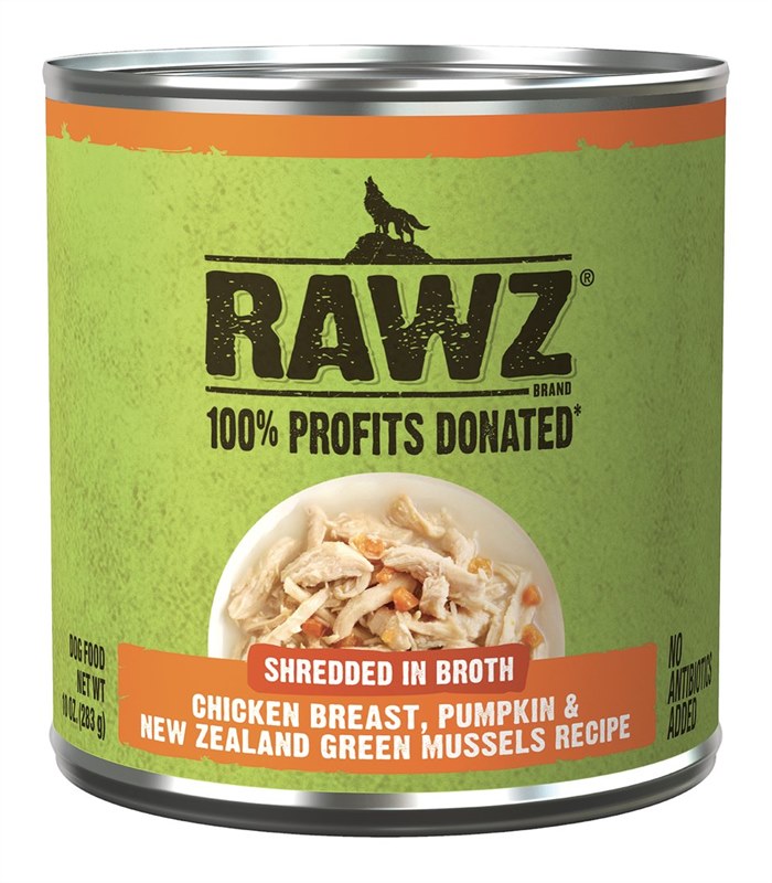 Rawz Hunks in Broth Chicken Breast Pumpkin and New Zealand Green Mussels Dog Food Can