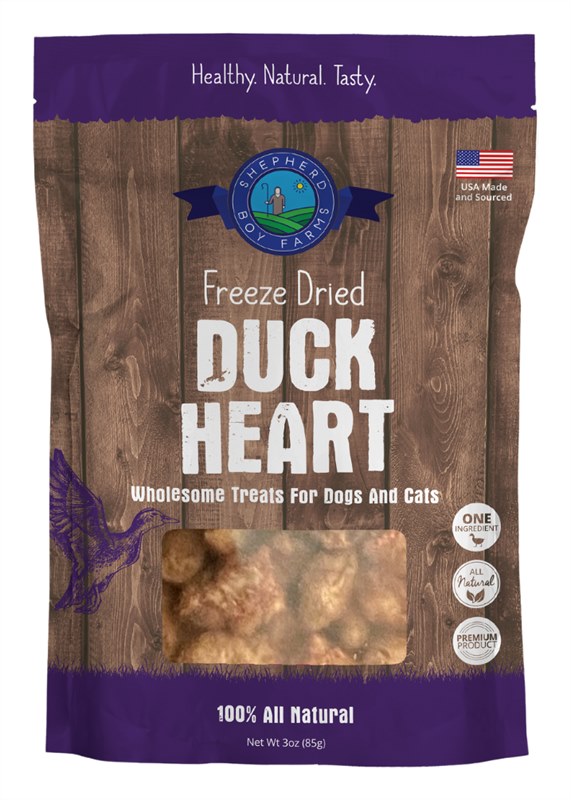 Shepherd Boy Farms Freeze Dried Duck Heart Dog or Cat Treat
