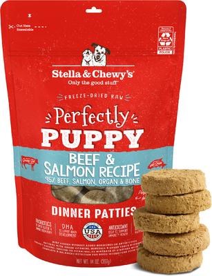 Stella and Chewys Perfectly Puppy Beef Salmon Dinner Patties Freeze Dried Dog Food