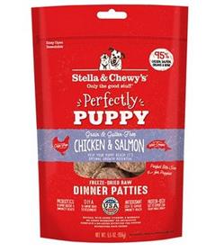 Stella and Chewys Perfectly Puppy Chicken Salmon Dinner Patties Freeze Dried Dog Food