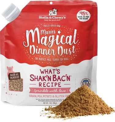 Stella Chewys Maries Magical Dinner Dust Whats Shakn Bacn Freeze Dried Raw Dog Food Topper