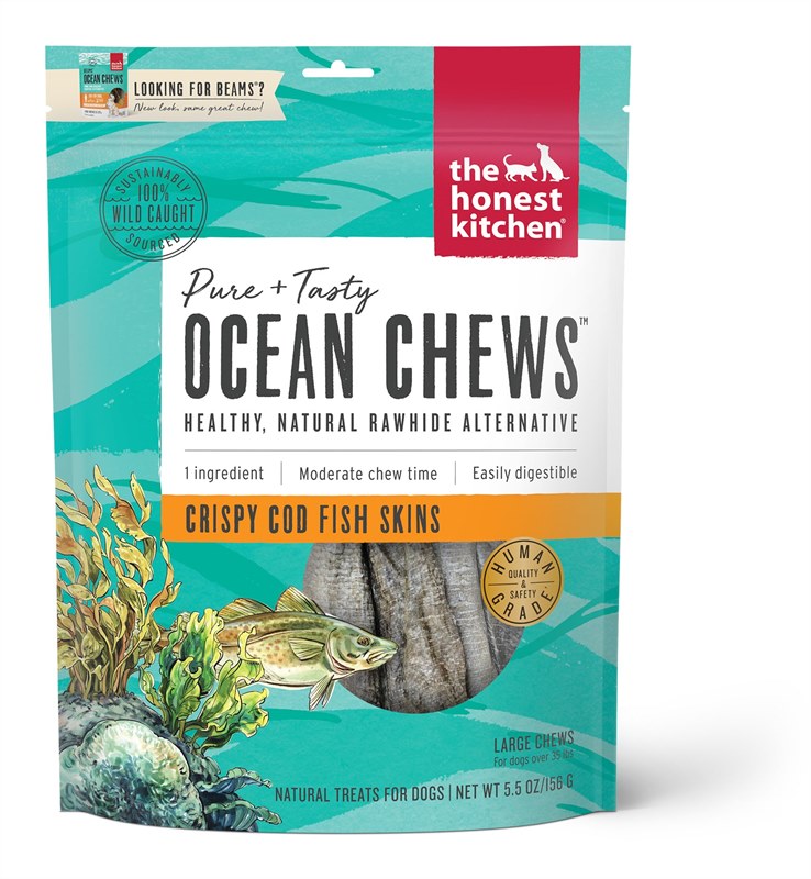 The Honest Kitchen Beams Ocean Chews Cod Fish Skins Dehydrated Dog Treats