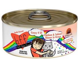 Weruva BFF OMG Crazy 4 U Chicken Salmon Dinner in Gravy Grain Free Canned Cat Food