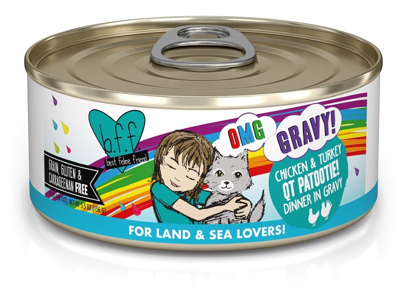Weruva BFF OMG QT Patootie Chicken Turkey Dinner in Gravy Grain Free Canned Cat Food
