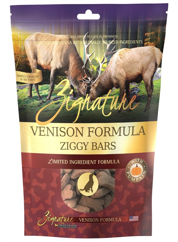 Zignature Venison Formula Ziggy Bars Biscuit Dog Treats