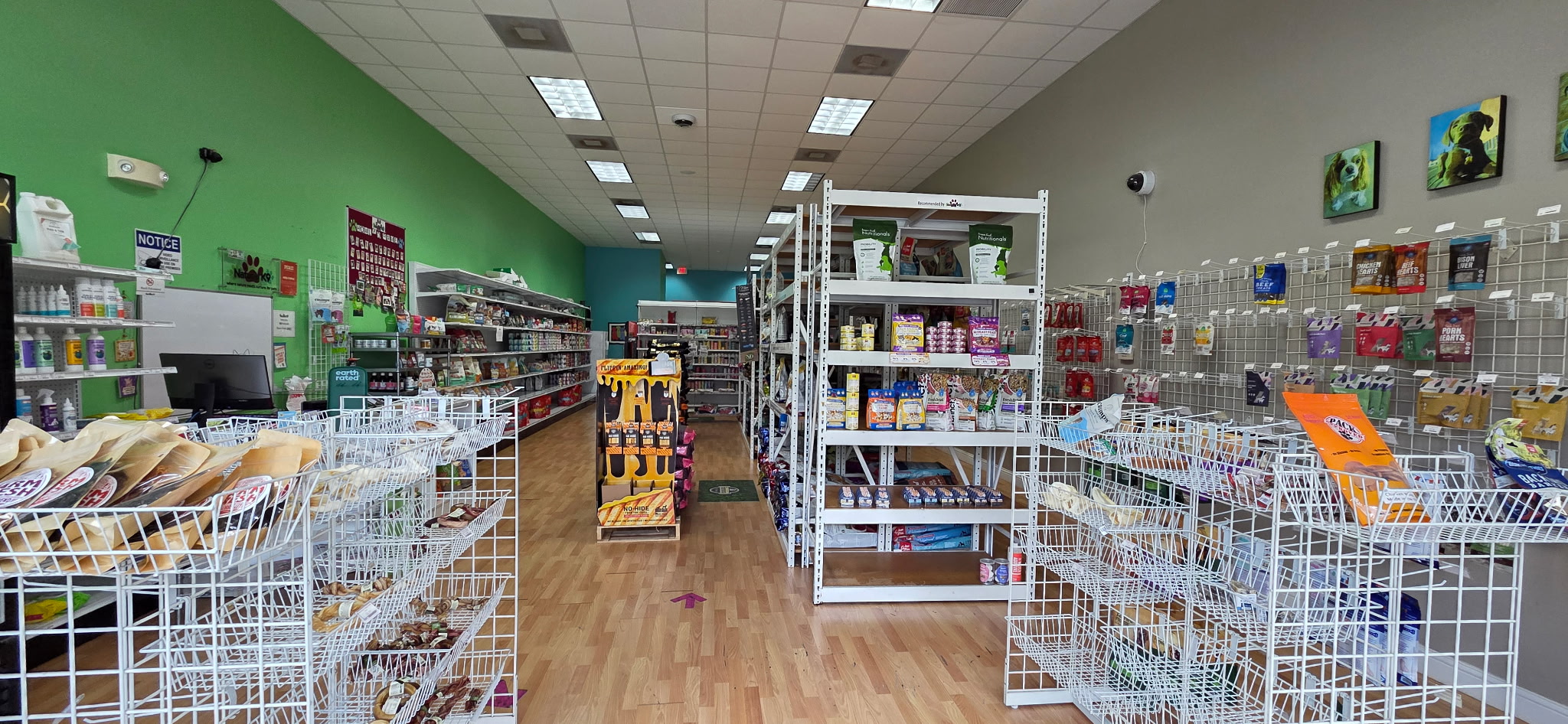 A view across our Miami store with food, treats and product displays